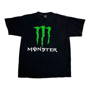 Vintage Monster Energy T-Shirt Size Medium Promo Black Grunge Y2K Changes Tag
